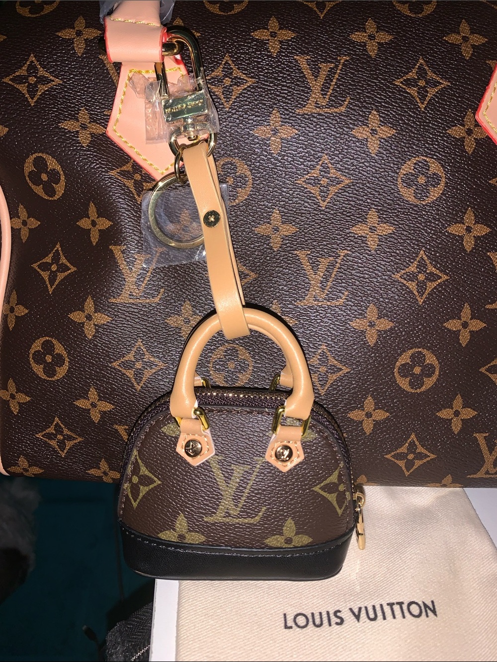 Monogram inspired Mini Bag Charm Keychain